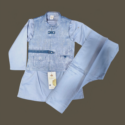 3-Piece Kurta Waistcoat Trouser Set