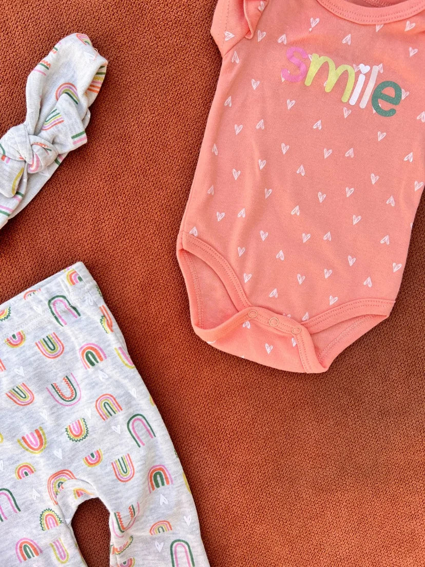 Baby Girl 3 Pcs Summer Cotton Set – Smile