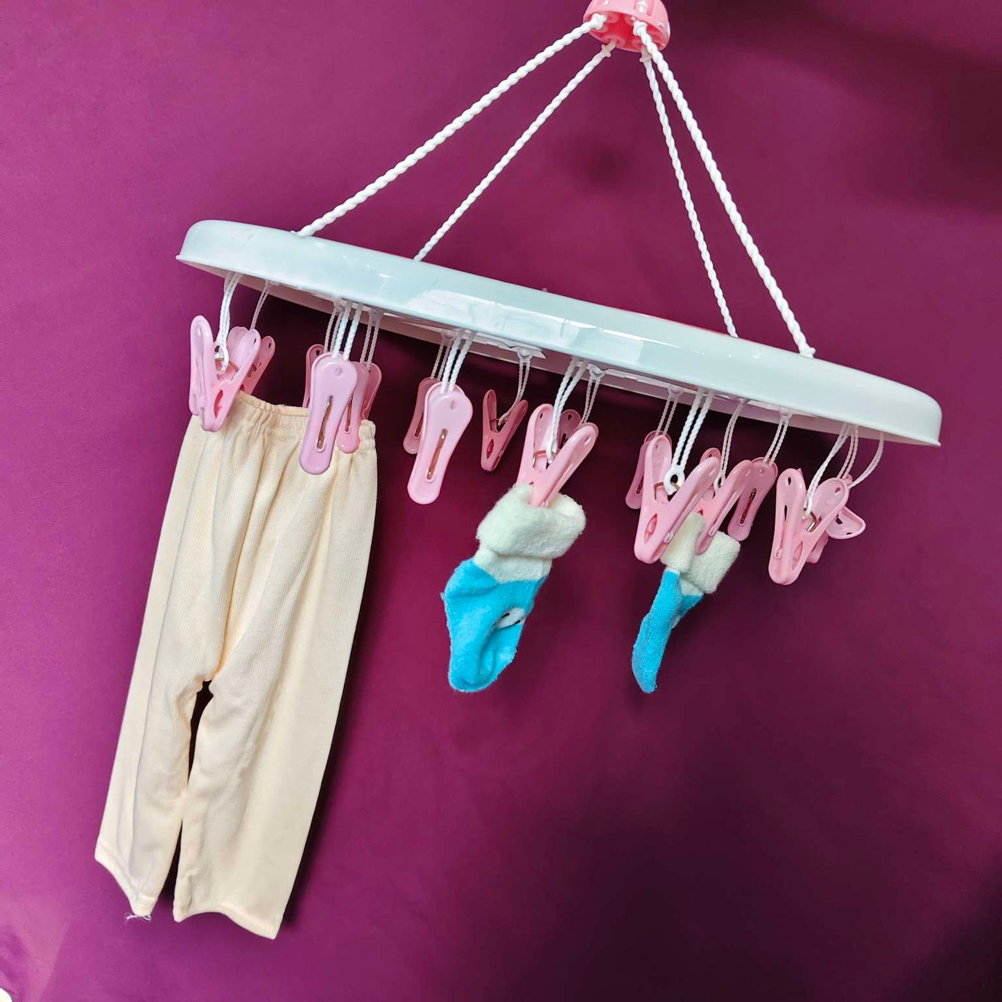 Baby Clothes Drying Hanger with Clips – Portable Hanging Rack for Newborn Essentials