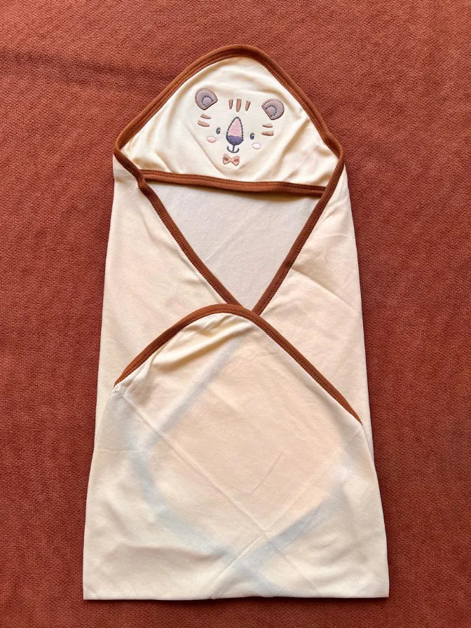 Baby Wrapping Shawl – 1 Soft Cotton Hooded Blanket Lion
