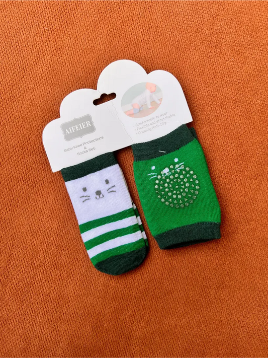 Baby Knee Pad Protectors and Socks Set | Soft & Breathable