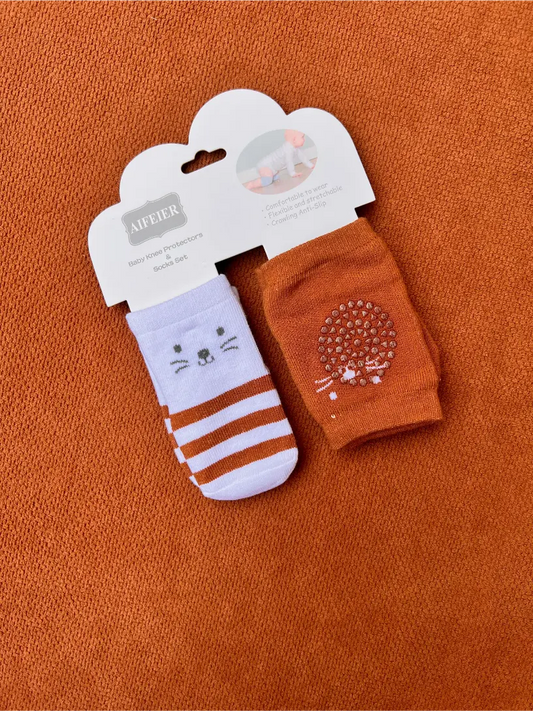 Baby Knee Pad Protectors and Socks Set | Soft & Breathable
