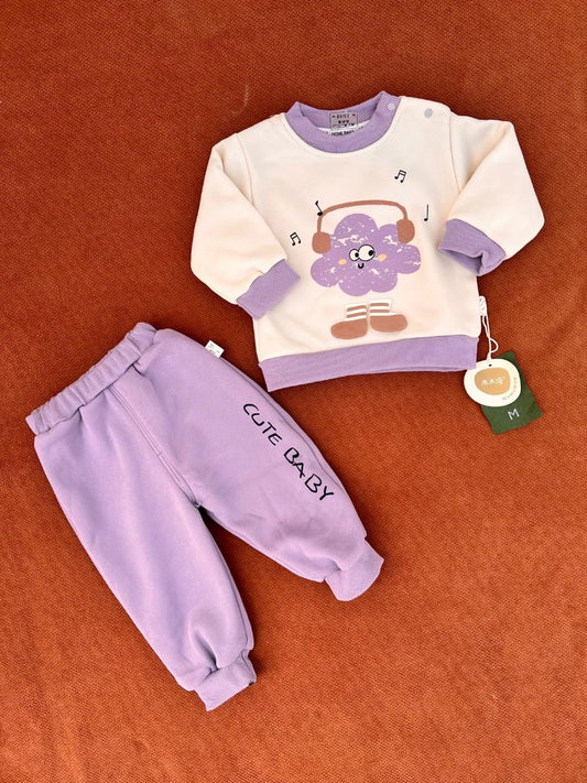 Cozy Two-Piece Baby Clothing Set – Warm Double Fabric Outfit