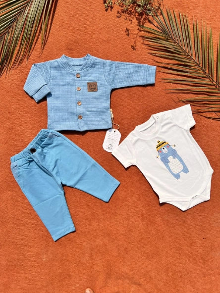 Baby Summer Cotton Outfit Set โ 3 Piece Newborn Dress