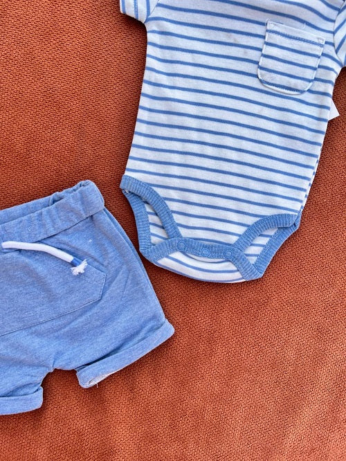 Summer Imported Baby Cotton Sets – boys half sleeves blue