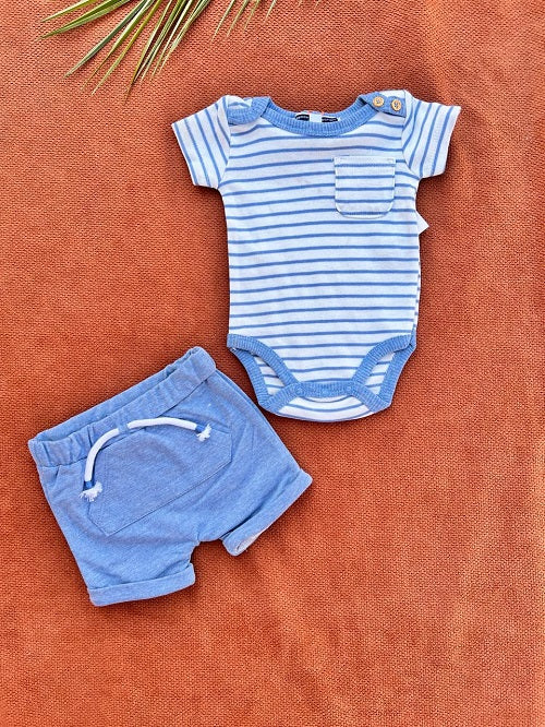 Summer Imported Baby Cotton Sets – boys half sleeves blue