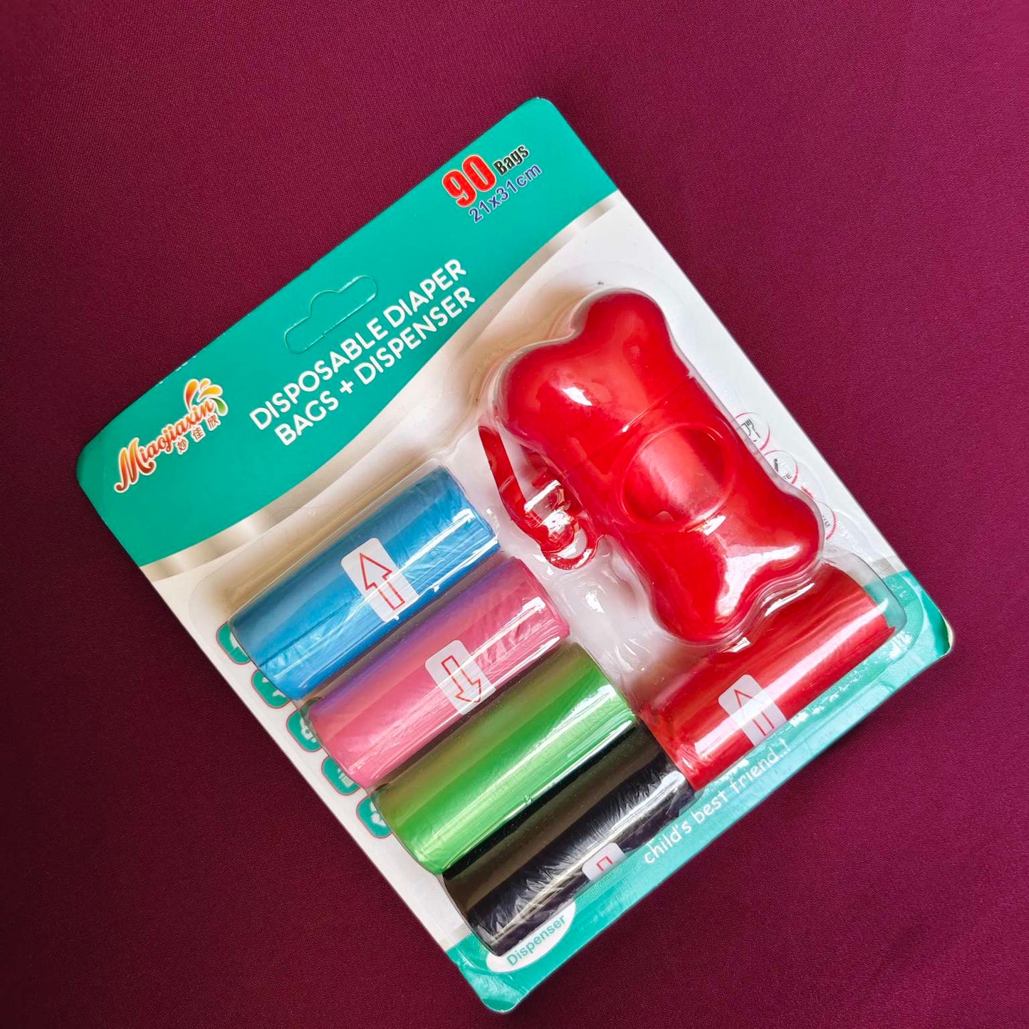 Diaper Bag Dispenser with Refill Rolls Pakistan red