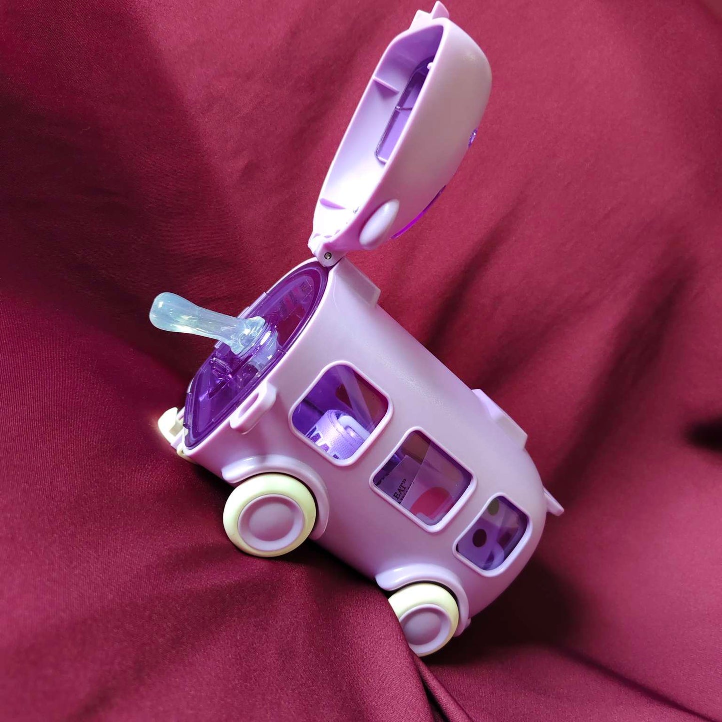 Kids Bus Water Bottle – 1 Cute 500ml Leakproof Sipper | Purple