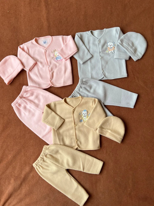 Pack of 3 Newborn Winter Jabla Dresses - Soft, Warm & Comfortable
