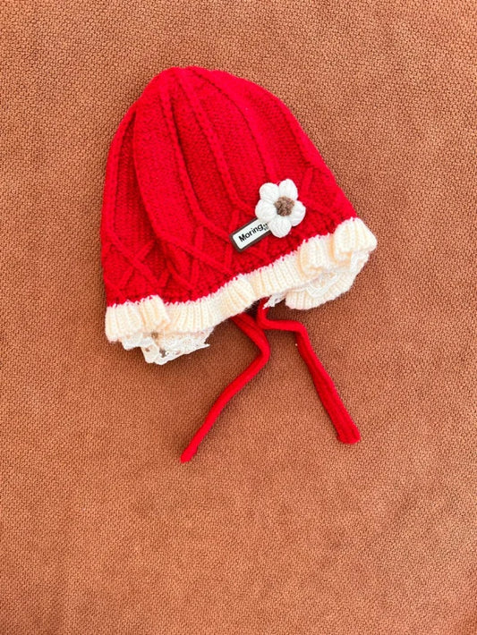 Knitted Baby Cap – Soft and Warm Winter Hat with Ties