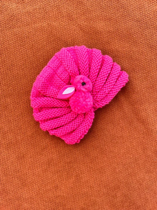 Knitted Baby turban Cap with Bunny Design – Soft & Cozy