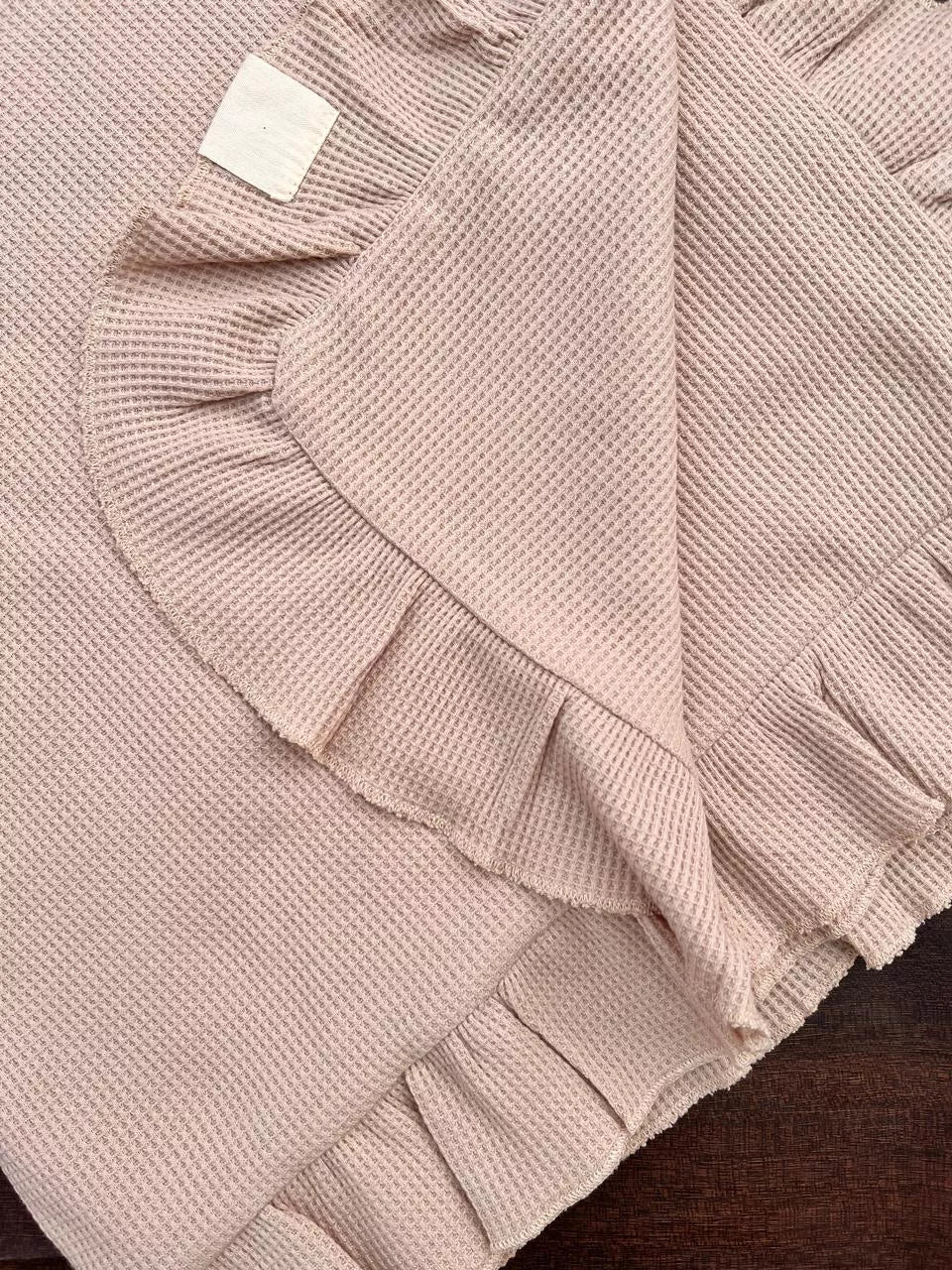 Premium Large Double-Sided Waffle Baby Blanket – Soft, Cozy & Breathable beige