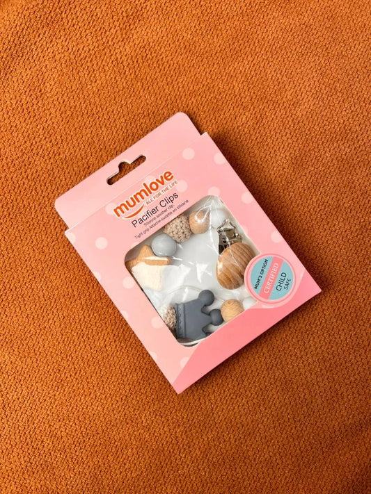Mumlove Baby Pacifier Clip – Wooden & Silicone Soother Holder (BPA Free)