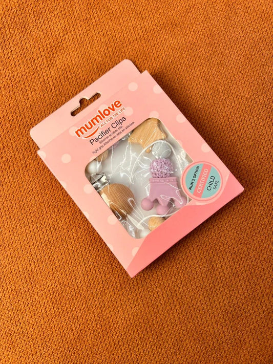Mumlove Baby Pacifier Clip – Wooden & Silicone Soother Holder (BPA Free)