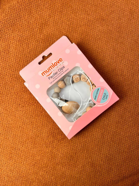 Mumlove Baby Pacifier Clip – Wooden & Silicone Soother Holder (BPA Free)