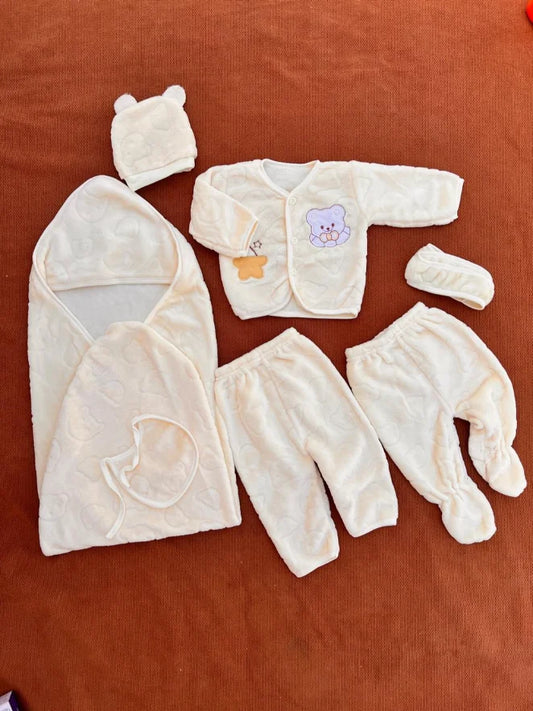 Newborn 6 Pcs Velvet Winter Starter Set – yellow