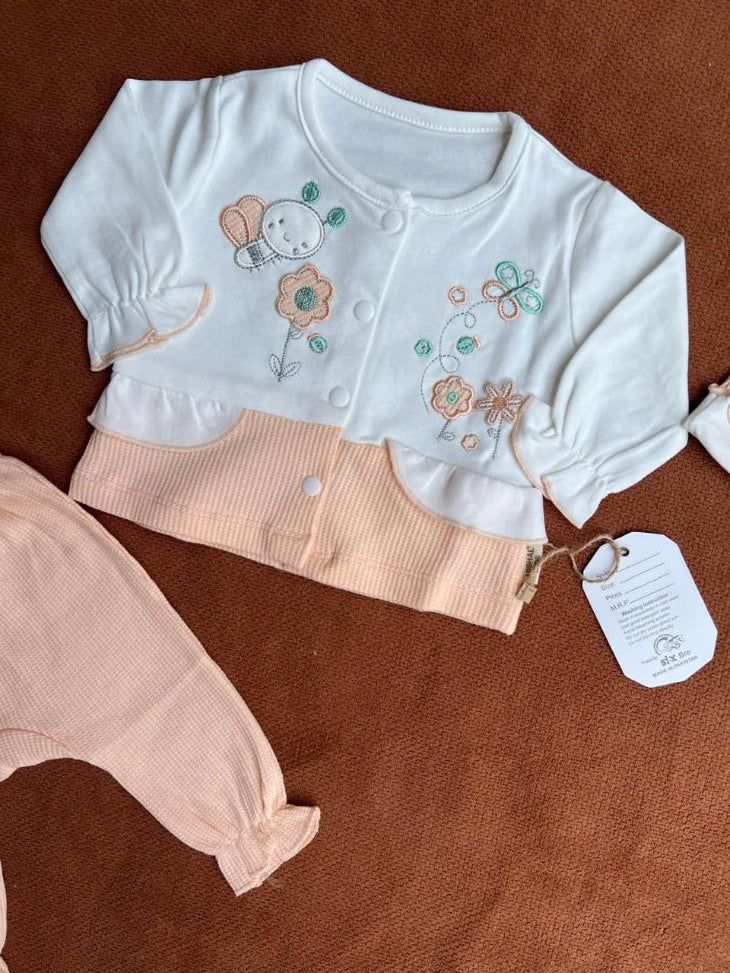 Newborn Baby 3 Piece Outfit Set – Soft Shirt, Trouser and Cap Set for Babies