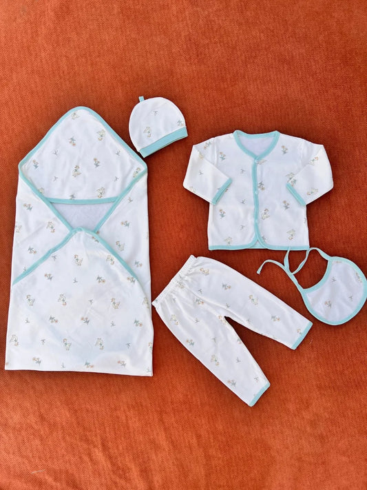 Newborn Summer Cotton Starter Set – 5 Pcs Soft Baby Gift Set