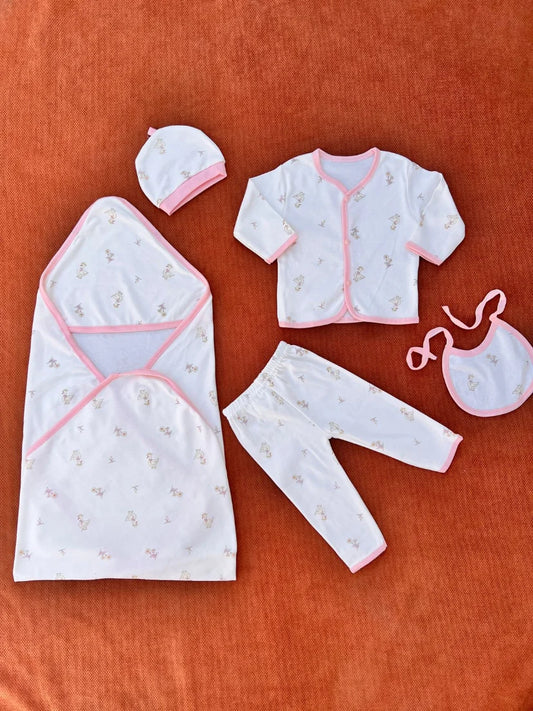 Newborn Summer Cotton Starter Set – 5 Pcs Soft Baby Gift Set