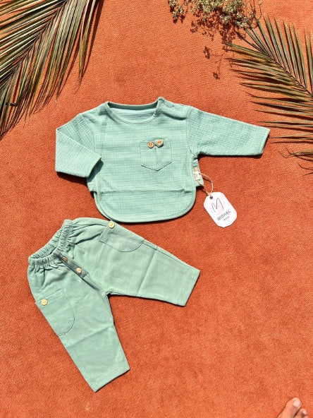 Summer Waffle 2 Piece Outfit Set – Shirt & Trouser