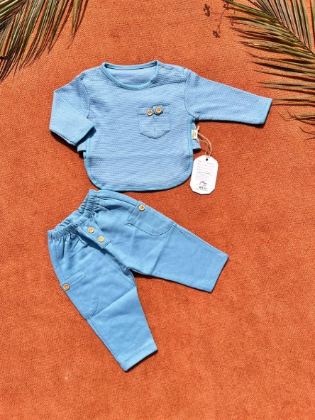 Summer Waffle 2 Piece Outfit Set – Shirt & Trouser