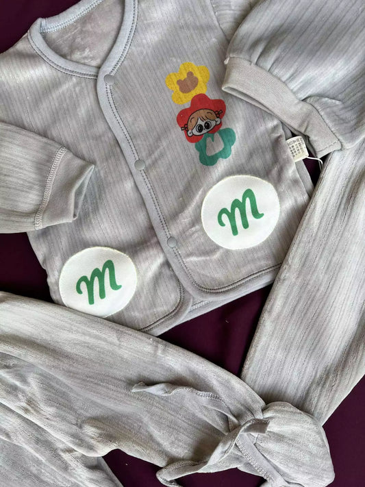 Newborn Baby 5 Piece Velvet Set (Grey)