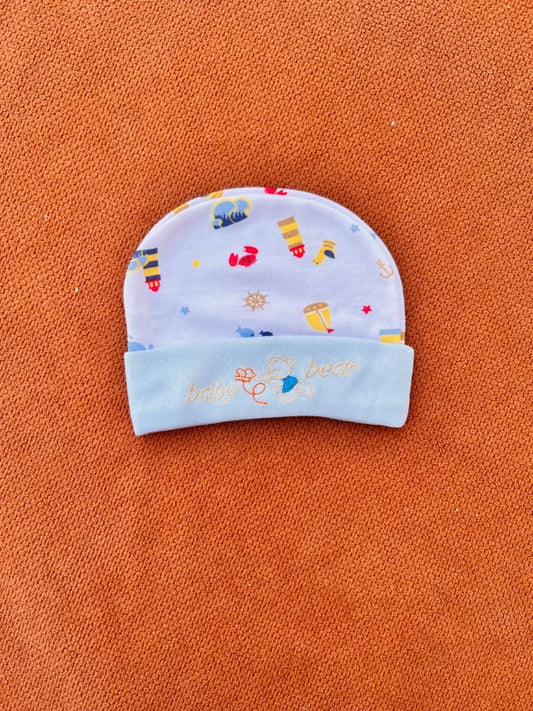 Newborn Baby Cap – Soft Printed Summer Hat with Embroidery