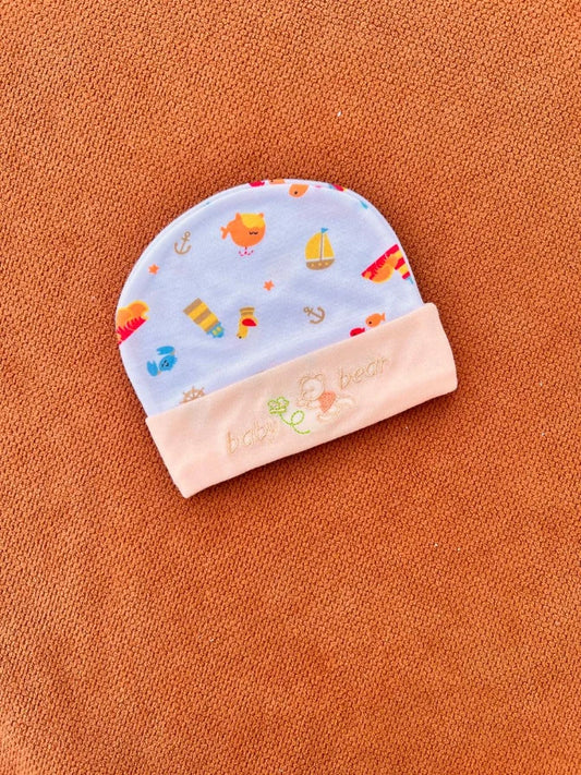 Newborn Baby Cap – Soft Printed Summer Hat with Embroidery
