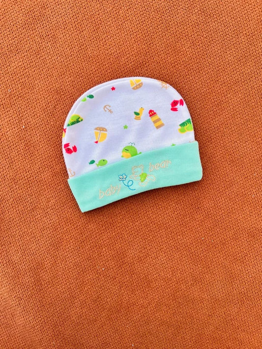 Newborn Baby Cap – Soft Printed Summer Hat with Embroidery