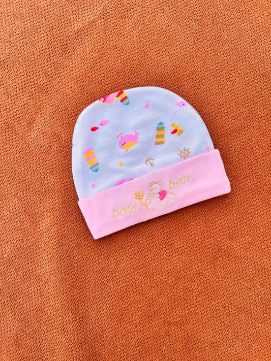 Newborn Baby Cap – Soft Printed Summer Hat with Embroidery