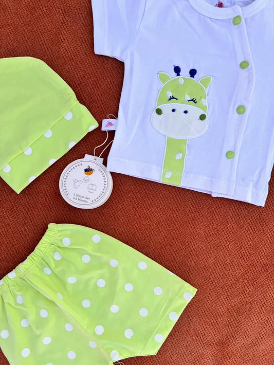 Newborn Baby Summer Dress Set – Shirt, Shorts & Cap