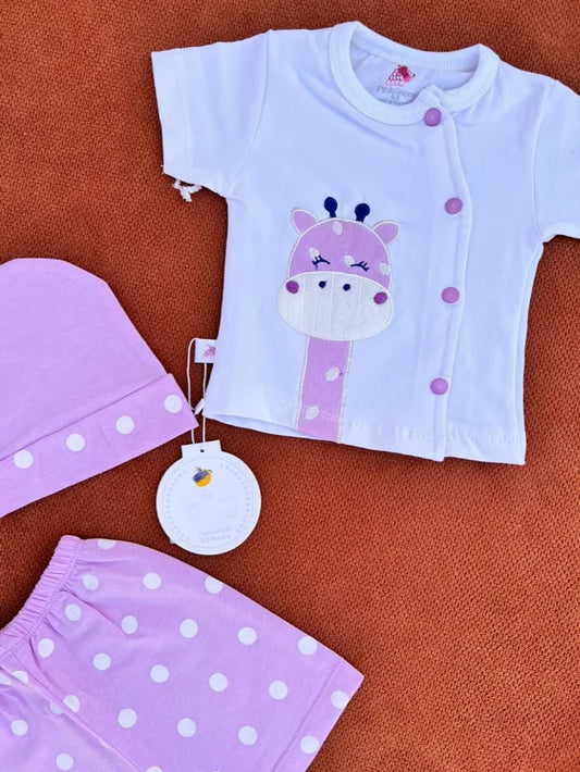 Newborn Baby Summer Dress Set – Shirt, Shorts & Cap