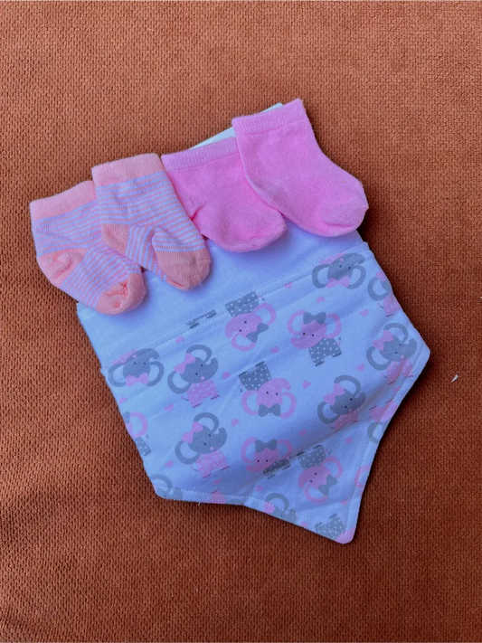 Newborn Bib & Socks Set – Soft Cotton
