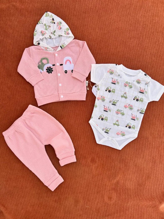 Newborn Summer Waffle Hoodie & Bodysuit Set – Soft & Breathable Outfit