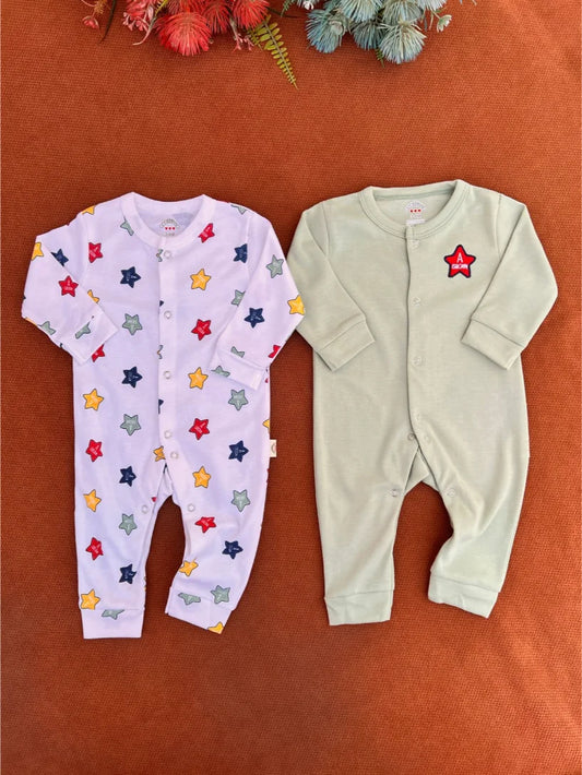 Pack of 2 Baby Full Sleeve Rompers – Soft Cotton Full Sleeve green