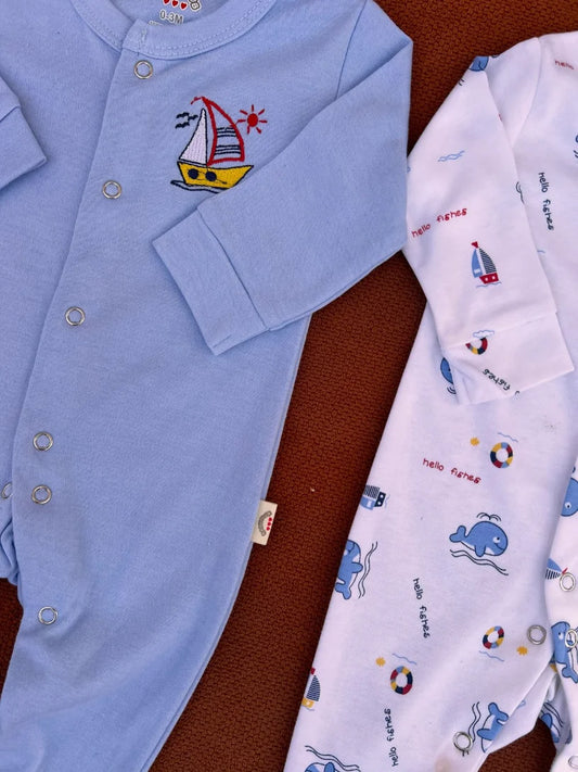 Pack of 2 Baby Full Sleeve Rompers – Soft Cotton Full Sleeve