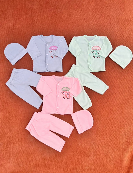 Pack of 3 Newborn Jabla Dress Set – 100% Cotton Summer Wear