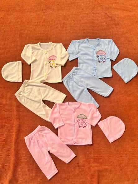 Pack of 3 Newborn Jabla Dress Set – 100% Cotton Summer Wear