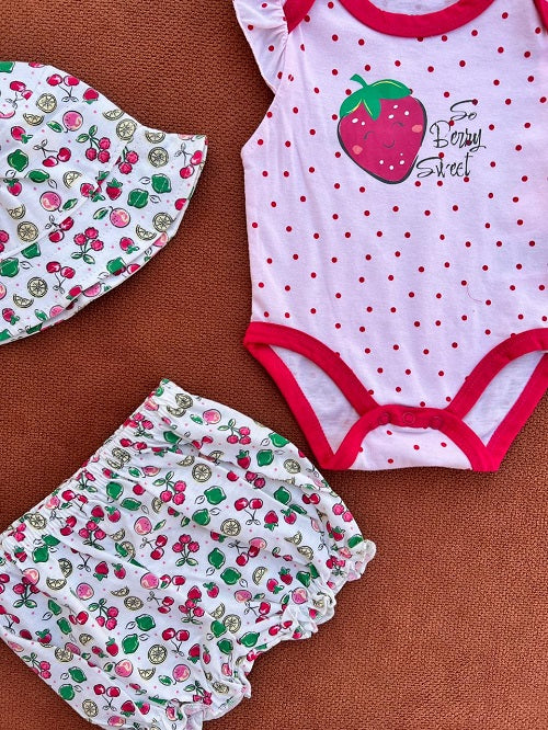 Summer Imported Baby Cotton Sets – girls with hat pink