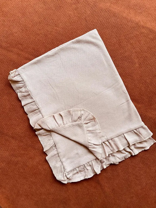 Premium Large Double-Sided Waffle Baby Blanket – Soft, Cozy & Breathable beige