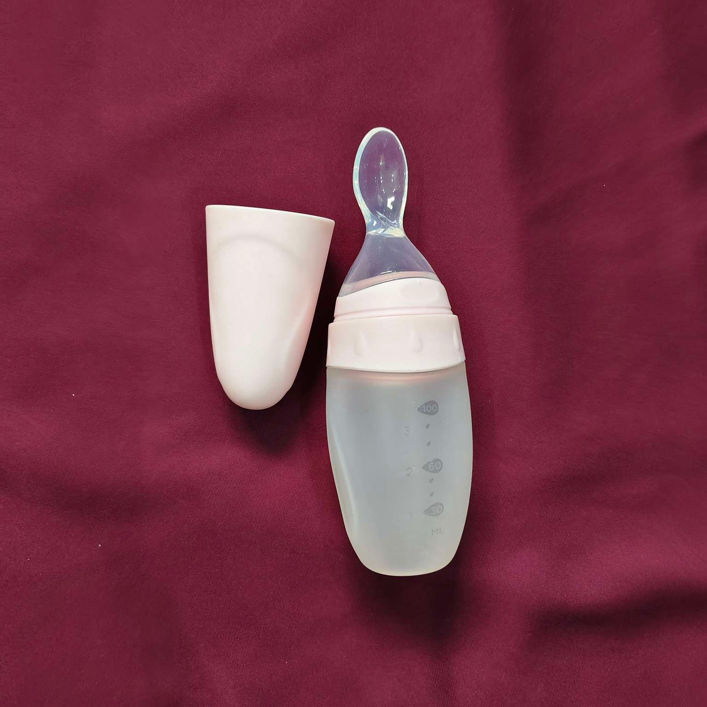 Silicon feeding spoon with silicon tip Pink 2