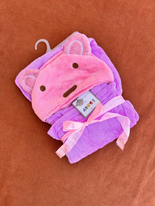 Soft Baby Hooded Blanket – Cute Cartoon Design Wrap for Newborn