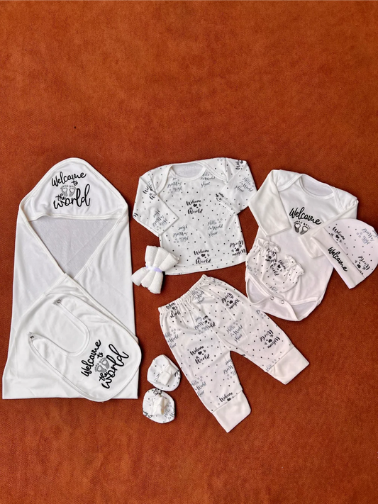Summer 100% cotton Imported Newborn starter set "welcome to the world"