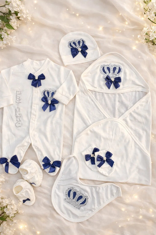 Summer 100% Cotton Turkish-Style Newborn Prince Starter Set Blue