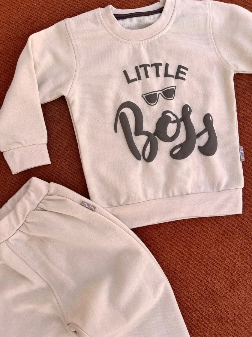 Warm Baby Winter Suit – Comfortable Outfit with Little Boss Print