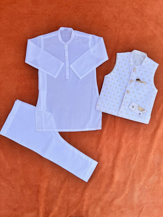 3-Piece Kurta Waistcoat Trouser Set