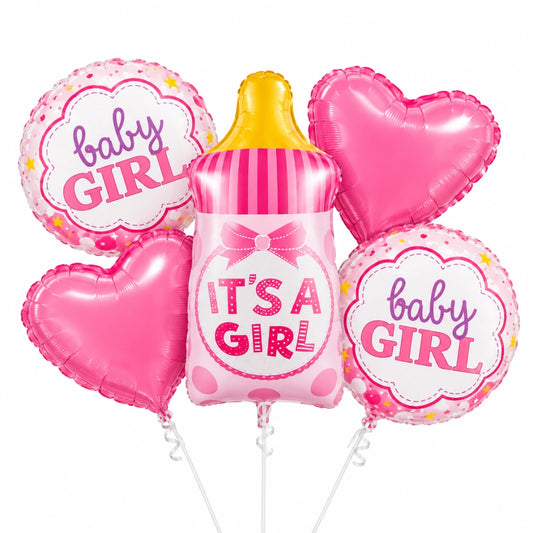 Baby Boy & Baby Girl 5-Piece Foil Balloon Decoration Set