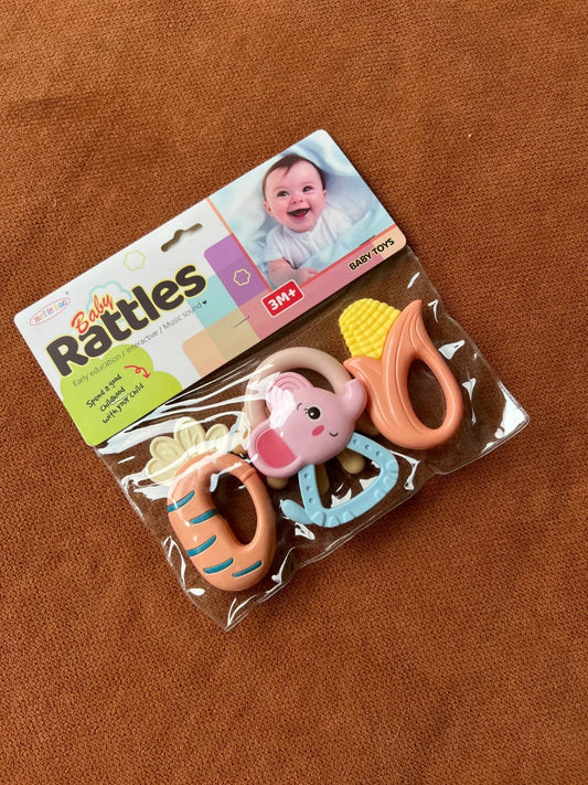 Pack of 3 Imported Baby Rattle Toys Set - Colorful Handheld Rattles for Babies (3M+)