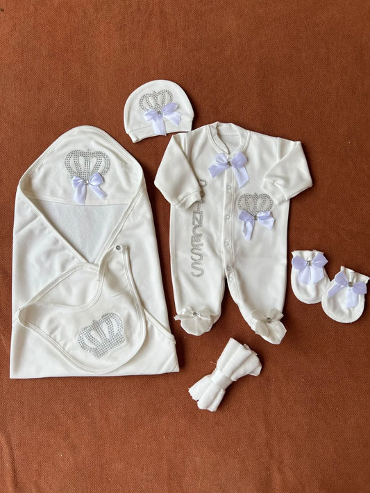 Winter Fleece Turkish-Style Newborn "PRINCESS" Starter Set (White)