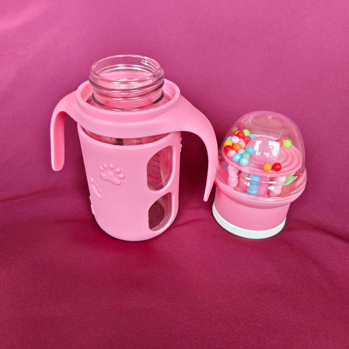 kidsEssentials baby feeder pink glass yes 120ml GF2P2